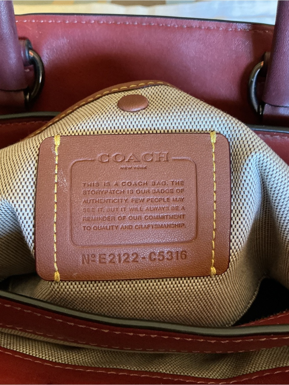 Coach Tate Carryall Two-Tone Brown and Burgundy Leather Crossbody - Picture 9 of 15